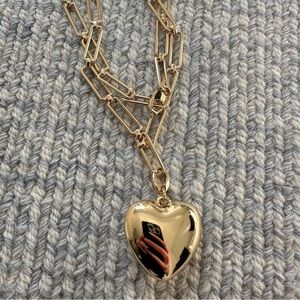 Jenny Bird Gold Puff Heart Necklace